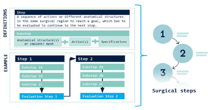 Surgical steps to describe a surgery illustration